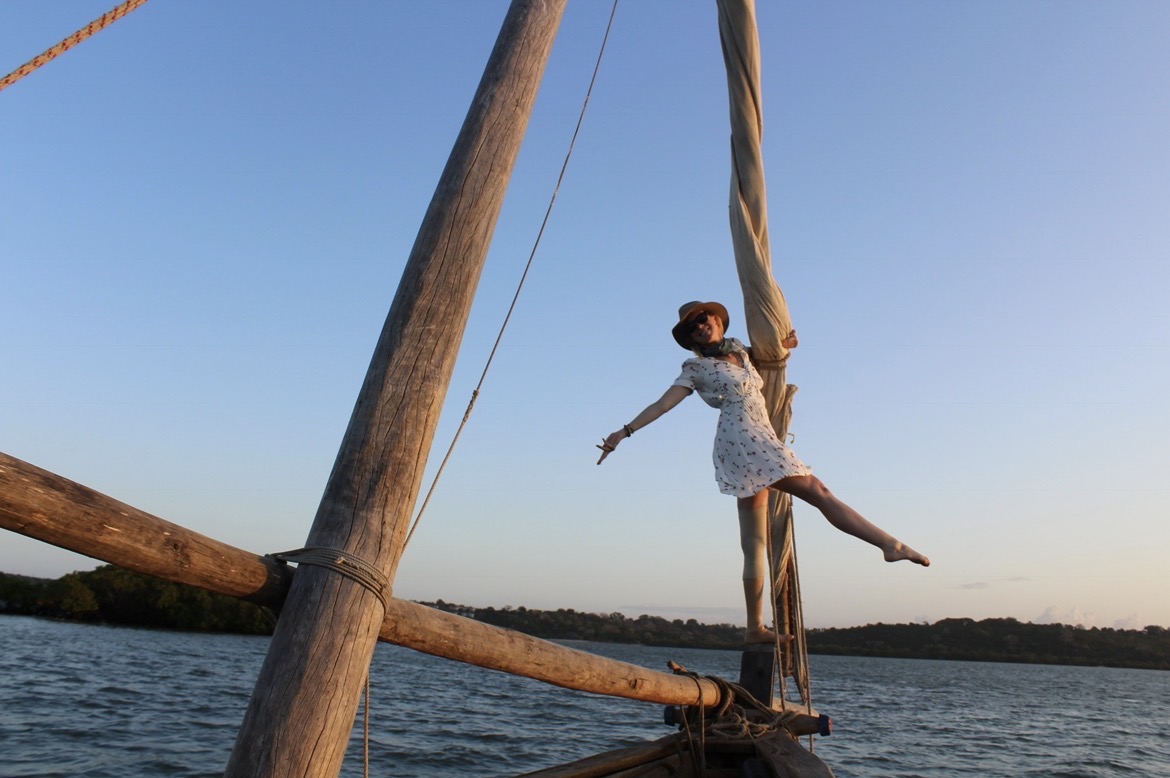 Adrianne Haslet traveling by sailboat
